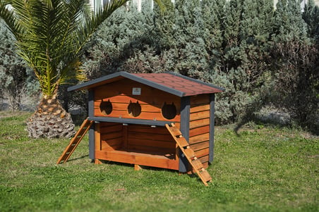 3 Yuvalı Kedi Evi Mamalıklı Ahşap
