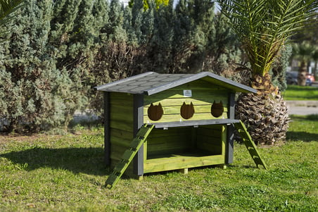 3 Yuvalı Mamalıklı Kedi Evi Yeşil