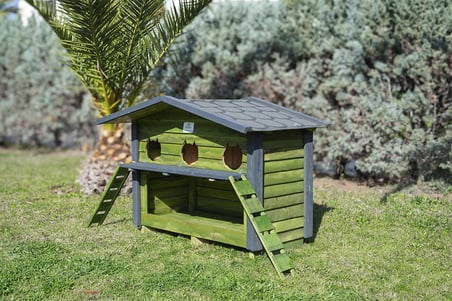 3 Yuvalı Mamalıklı Kedi Evi Yeşil
