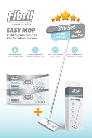 Easy Mop Pratik Temizlik Sistemi + 2 Paket Temizleme Havlusu 80 Yaprak