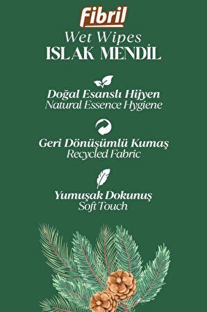 Sedir Ağacı Kokulu Islak Mendil l3x90 Lı Paket 270 Yaprak Doğal Esans , Geri Dönüştürülebilir Kumaş