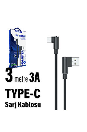 3 Metre Type-C Şarj Kablosu 3M 3 Amper Hızlı USB - TYPE C