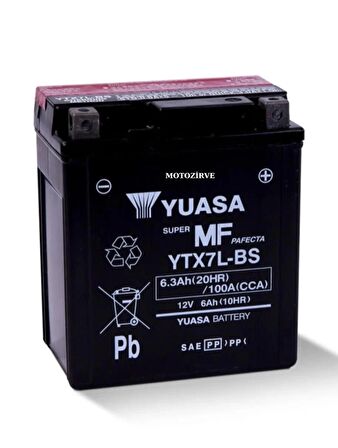 Honda 110 (SPACY 2010-2017),Yuasa YTX7L-BS Akü 6.3 Amper 12 Volt 100 CCA Bakım Gerektirmez, ytx7lbs