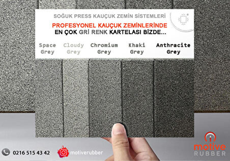 Motive Rubber Soğuk Pres Majör Khaki Grey 100x100 cm 2 cm Profesyonel Aşınmazlık Garantili Soğuk Pres Kauçuk Zemin 1 Adet