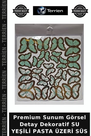 Premium Sunum Görsel Detay Dekoratif SU YEŞİLİ PASTA ÜZERİ SÜS