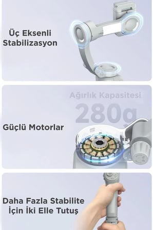 Özel Seri Çekim Aracı Destek Ayağı Telefon Tutucu Tripod Gimbal Selfie Çubuğu M01 Gri