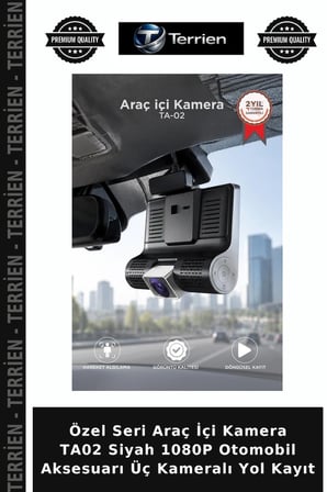 Özel Seri Araç İçi Kamera TA02 Siyah 1080P Otomobil Aksesuarı Üç Kameralı Yol Kayıt