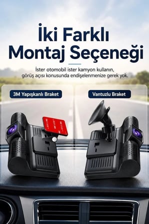 Özel Seri Araç İçi Kamera TA02 Siyah 1080P Otomobil Aksesuarı Üç Kameralı Yol Kayıt