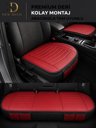 Hyundai Accent Era Araçlara Uyumlu Premium Deri 3 Parça Oto Koltuk Minderi Araca Uyumlu 4 Mevsim Kolay Montaj