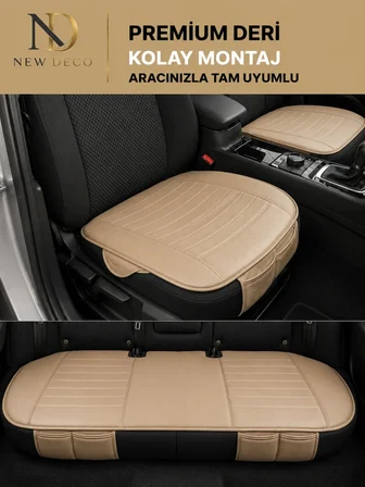 Volkswagen Passat B6 Araçlara Uyumlu Premium Deri 3 Parça Oto Koltuk Minderi Araca Uyumlu 4 Mevsim Kolay Montaj