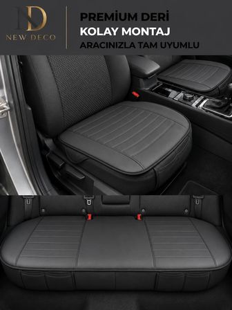 Citroen C-Elysee Araçlara Uyumlu Premium Deri 3 Parça Oto Koltuk Minderi Araca Uyumlu 4 Mevsim Kolay Montaj