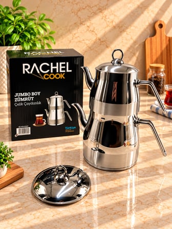 Rachel Zümrüt Jumbo Boy Çelik Çaydanlık Takımı 3,80+2,20 LT