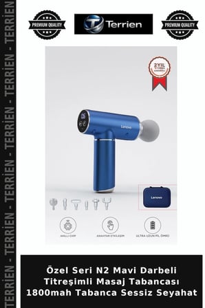 Özel Seri N2 Mavi Darbeli Titreşimli Masaj Tabancası 1800mah Tabanca Sessiz Seyahat