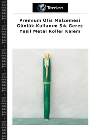 Premium Ofis Malzemesi Günlük Kullanım Şık Gereç Yeşil Metal Roller Kalem