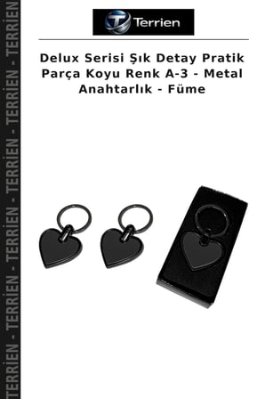 Delux Serisi Şık Detay Pratik Parça Koyu Renk A-3 - Metal Anahtarlık - Füme