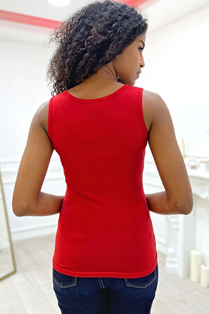 Premium Pamuk Slim Fit Dar Kesim Basic Kalın Askılı Kadın Atlet Sarı Kolsuz T-shirt