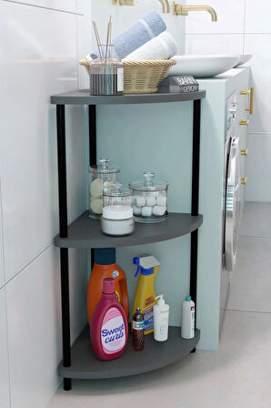Kompakt 3 Katlı Köşe Raf Modern Çok Amaçlı Raf Banyo, Çamaşır Odası Düzenleyici Şık Köşe Ünitesi