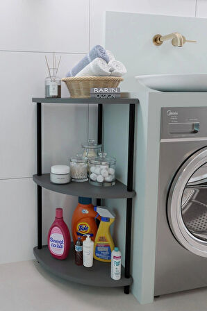 Kompakt 3 Katlı Köşe Raf Modern Çok Amaçlı Raf Banyo, Çamaşır Odası Düzenleyici Şık Köşe Ünitesi