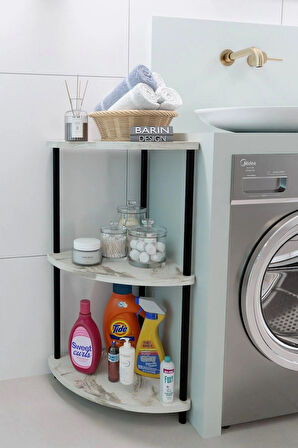 Kompakt 3 Katlı Köşe Raf Modern Çok Amaçlı Raf Banyo, Çamaşır Odası Düzenleyici Şık Köşe Ünitesi