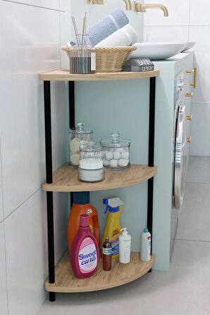Kompakt 3 Katlı Köşe Raf Modern Çok Amaçlı Raf Banyo, Çamaşır Odası Düzenleyici Şık Köşe Ünitesi
