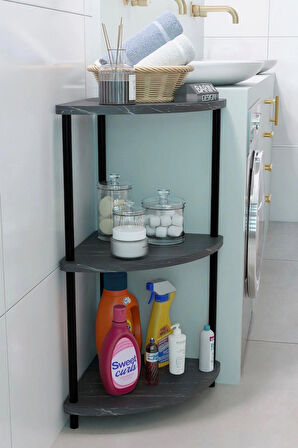 Kompakt 3 Katlı Köşe Raf Modern Çok Amaçlı Raf Banyo, Çamaşır Odası Düzenleyici Şık Köşe Ünitesi