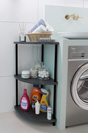 Kompakt 3 Katlı Köşe Raf Modern Çok Amaçlı Raf Banyo, Çamaşır Odası Düzenleyici Şık Köşe Ünitesi