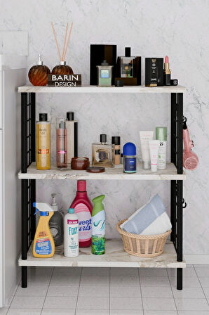 3Raflı Telli Çevir Kur Çok Amaçlı Banyo Rafı Dolabı Metal Gövdeli Organizer Düzenleyici Saklama Rafı