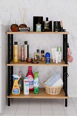 3Raflı Telli Çevir Kur Çok Amaçlı Banyo Rafı Dolabı Metal Gövdeli Organizer Düzenleyici Saklama Rafı