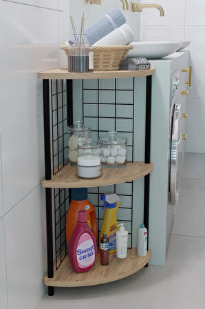 3 Raflıı Köşe Raf Banyo ve Çamaşır Odası Çok Amaçlı Düzenleyici Metal Gövde Çevir Kur Kolay Kurulum