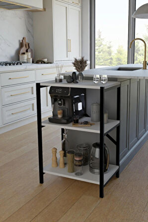 3 Raflı Mutfak Rafı – Metal Gövdeli Çok Amaçlı Düzenleyici Kahve Köşesi Mikrodalga Fırın Rafı Mutfak Organizer 