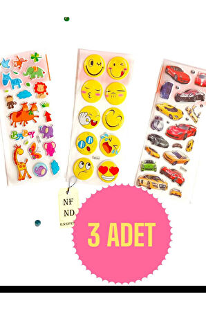 3 ADET STİCKER PARLAK YAPIŞKANLI KIZ ERKEK ÇOCUK TELEFON DEFTER DOLAP AYNA HEDİYE STİCKER
