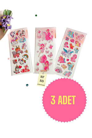 3 ADET STİCKER PARLAK YAPIŞKANLI KIZ ERKEK ÇOCUK TELEFON DEFTER DOLAP AYNA HEDİYE STİCKER