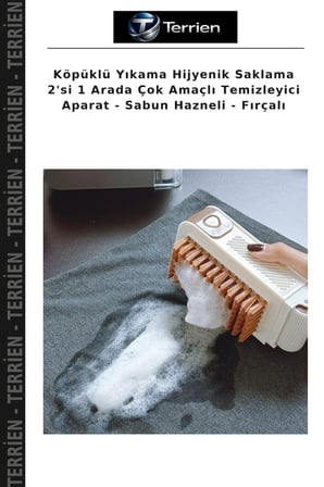 Köpüklü Yıkama Hijyenik Saklama 2'si 1 Arada Çok Amaçlı Temizleyici Aparat - Sabun Hazneli - Fırçalı