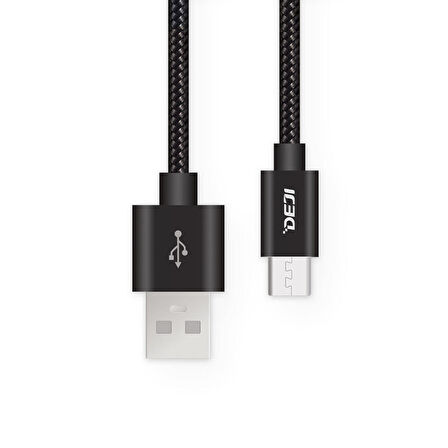 Deji Oppo Micro USB Şarj ve Data Kablosu Örgülü Siyah 1.2M