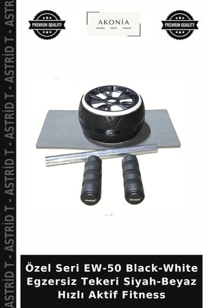 Özel Seri EW-50 Black-White Egzersiz Tekeri Siyah-Beyaz Hızlı Aktif Fitness