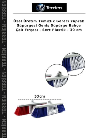 Özel Üretim Temizlik Gereci Yaprak Süpürgesi Geniş Süpürge Bahçe Çalı Fırçası - Sert Plastik - 30 cm