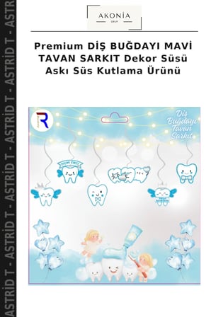 Premium DİŞ BUĞDAYI MAVİ TAVAN SARKIT Dekor Süsü Askı Süs Kutlama Ürünü