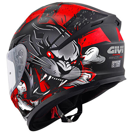 50.X WILD MAT SİYAH-KIRMIZI KASK
