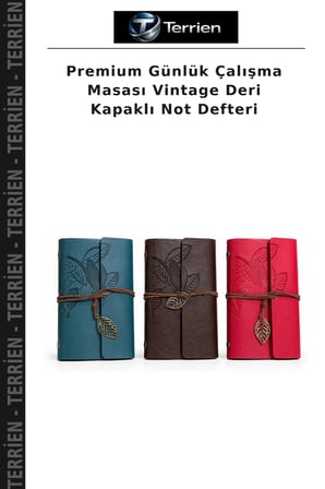 Premium Günlük Çalışma Masası Vintage Deri Kapaklı Not Defteri