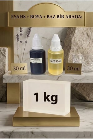 Süt Esanslı Kahverengi Renkli Şeffaf Sabun Bazı 1 kg El Yapımı Sabun Seti