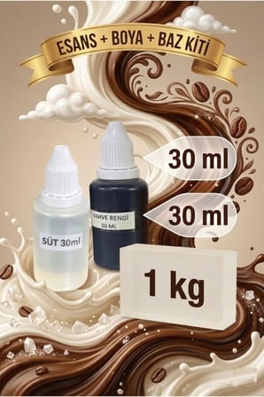 Süt Esanslı Kahverengi Renkli Şeffaf Sabun Bazı 1 kg El Yapımı Sabun Seti
