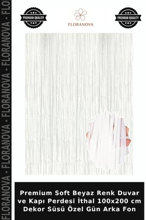 Premium Soft Beyaz Renk Duvar ve Kapı Perdesi İthal 100x200 cm Dekor Süsü Özel Gün Arka Fon