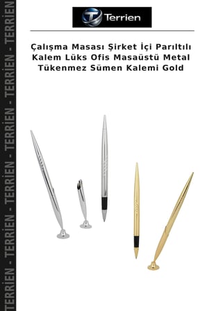 Çalışma Masası Şirket İçi Parıltılı Kalem Lüks Ofis Masaüstü Metal Tükenmez Sümen Kalemi Gold