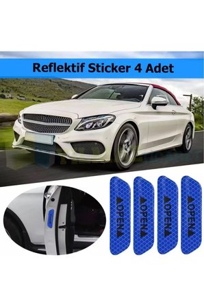Araç Kapı Ikaz Sticker Open Reflektörlü Araba Oto Sticker Yapıştıma 4 Adet