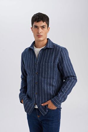 DeFacto Regular Fit Polo Yaka Çizgili Oduncu Uzun Kollu Gömlek A8031AX24AUNV163
