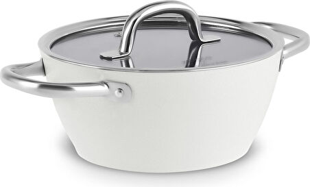 Karaca x Refika Birgül Swiss Crystal Metal Kulplu Tencere 20 Cm Creamy