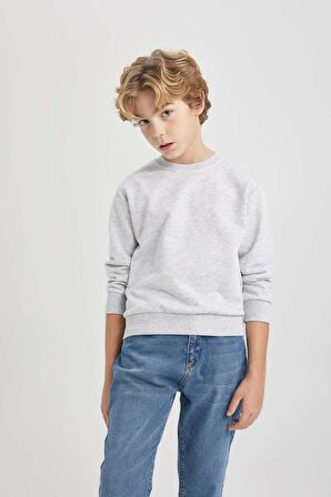 DeFacto Erkek Çocuk Bisiklet Yaka Basic Sweatshirt B7097A824SPGR400