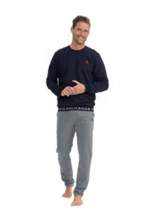 U.S. Polo Assn. Erkek Yuvarlak Yaka Yazı Detaylı Pijama Takımı