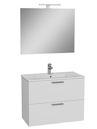 VitrA Mia 75024 Banyo Dolabı Seti, Çekmeceli, 80 cm, Parlak Beyaz