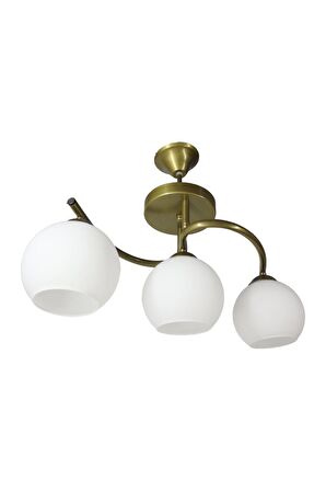 Fuji Eskitme 3'lü Beyaz Camlı Avize | Kaliteli Modern Metal Avize